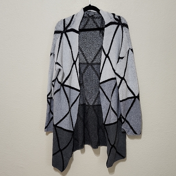 Joseph A Sweaters - Joseph A Black and Gray Geometric Cardigan